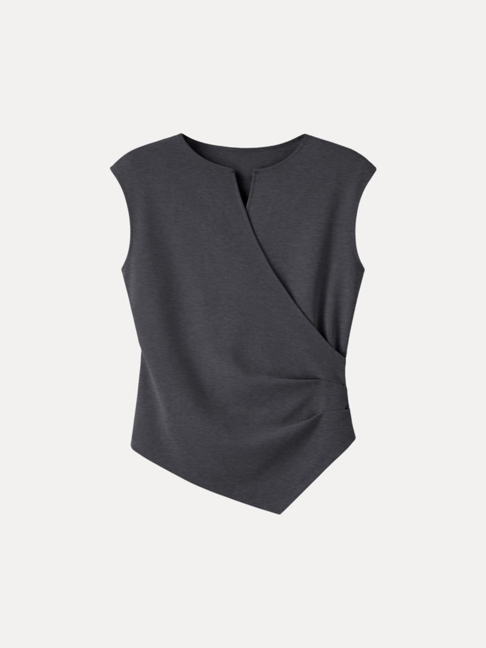 OGL NWT Ponte Heather Black Grey Tucked Angled Tank Top Med